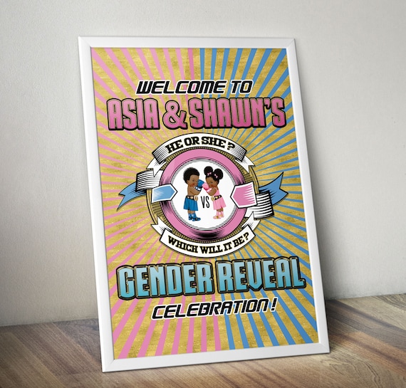 Gender Reveal Party, welcome sign, Digital file only, Boxing Gender Reveal, Boy or Girl, Gender Reveal Knockout, Basketball, Football Il_570xn