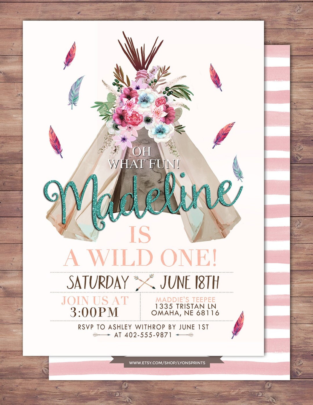 Boho Birthday Invitation, Tribal Birthday Invite, Invitation, Arrows ...