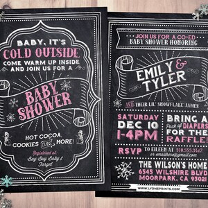 Winter-Babypartyeinladung. Retro Kreidetafel Baby es kalt draußen Schneeflocke geschlechtsneutral Paar Babyparty, Schneeflocke