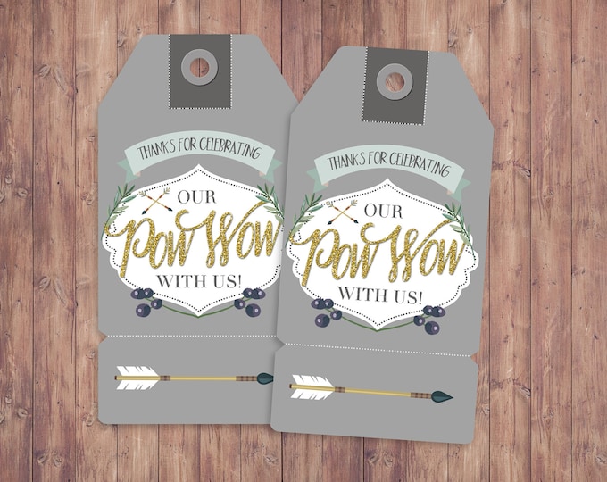 Favor tag, TEEPEE Baby Shower Invitation, Invite, aztec baby shower invite,boy, invitation, food tent, pow wow, BOHO, Tribal, decor, favor