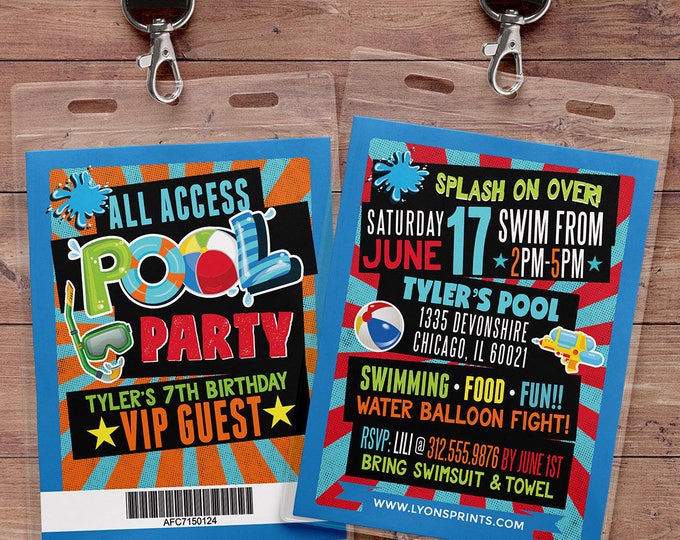 POOL PARTY INVITATION - Pool Party Invite - Summer Pool Party Birthday Invitation - Summer Birthday Invite - Swimming Pool - swimming party