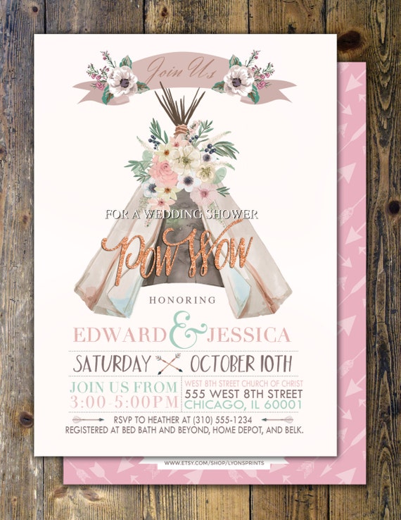 teepee baby shower invitations