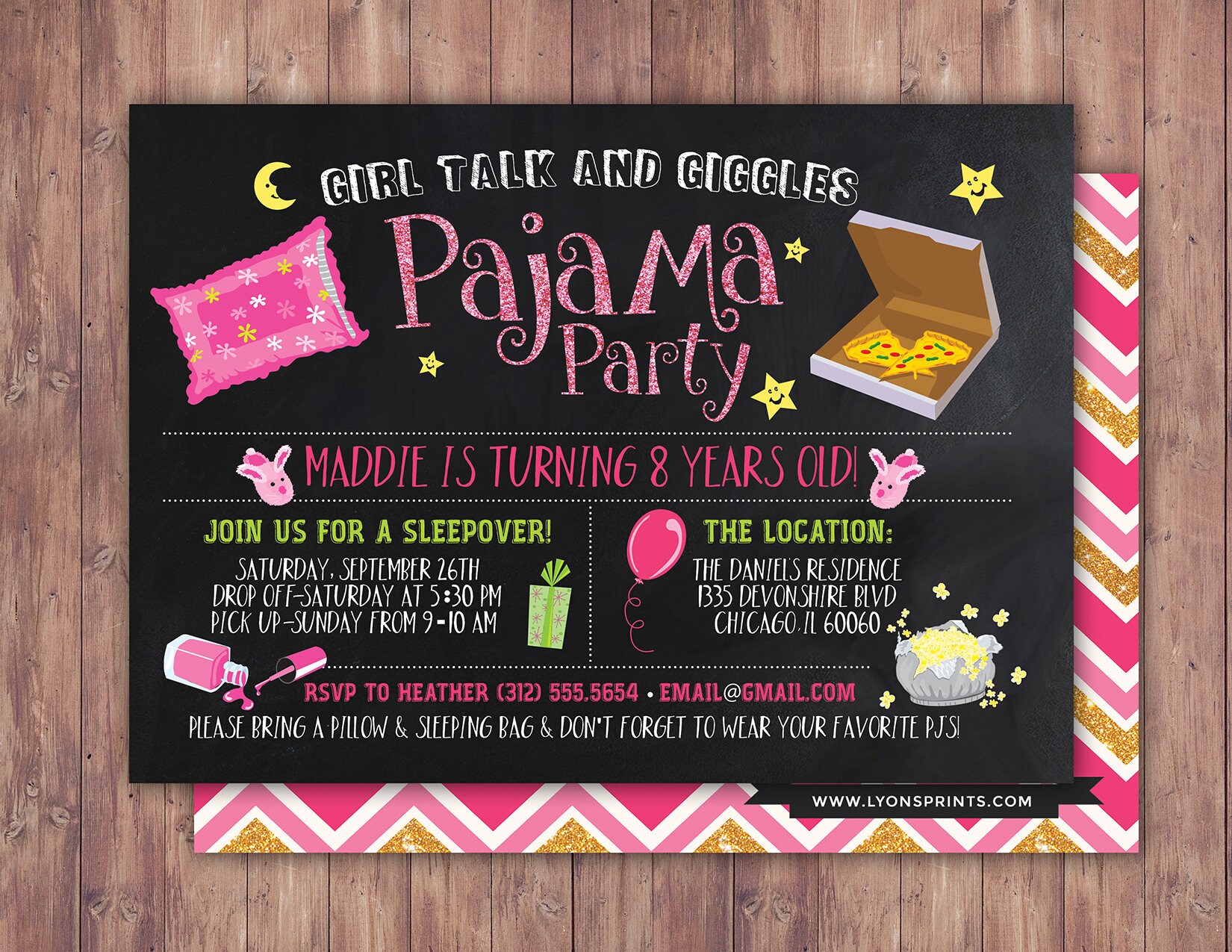 Overnight Slumber Party Pajama Party Invitation Glamping Girls 