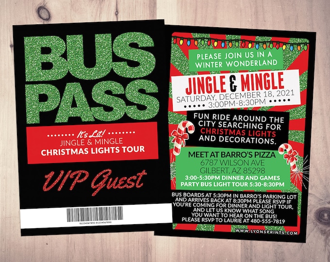 VIP PASS, Limo pass, Birthday party, 21st birthday, backstage pass, Christmas party, birthday invitation, Holiday party, bachelor, party bus