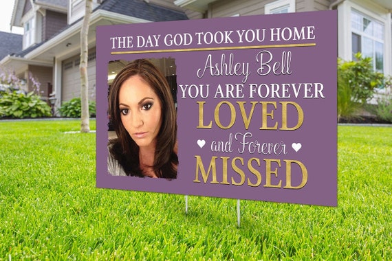 Yard sign, Funeral sign design, Digital file only, memorial sign, happy heavenly birthday, in memory of sign, Memorial birthday sign, Il_570xn