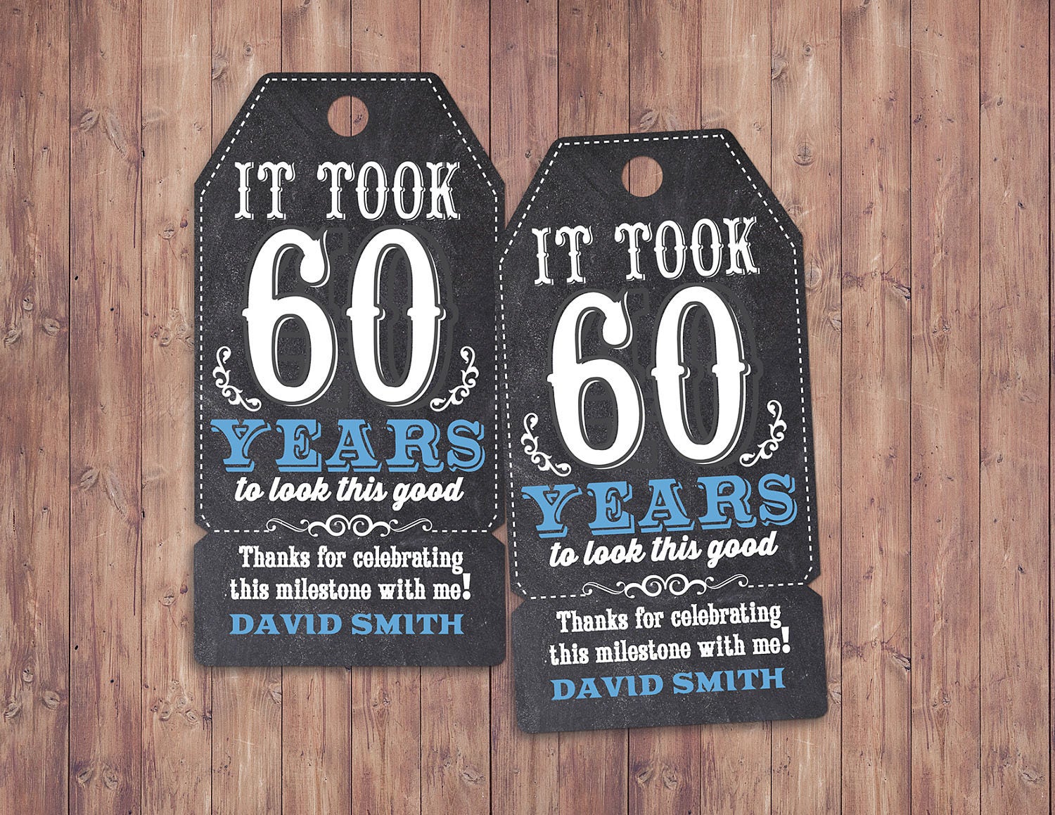 Any Age Roast And Toast Favor Tag Retro Birthday Saloon Cheers