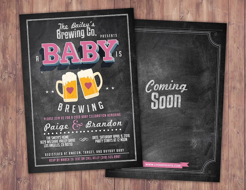 Baby Is Brewing Coed Shower Invitation Beer Digital Files Only Bbq