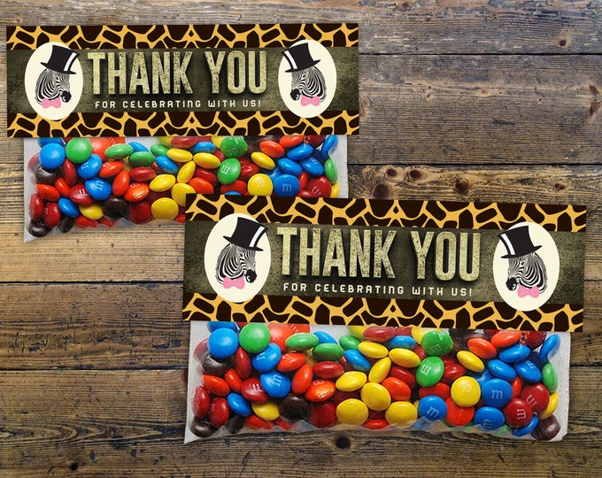 Safari Animals Treat Bag Toppers - Instant Download -  Jungle Favor Toppers Instant, Sandwich Baggie Size, animal print, birthday favor