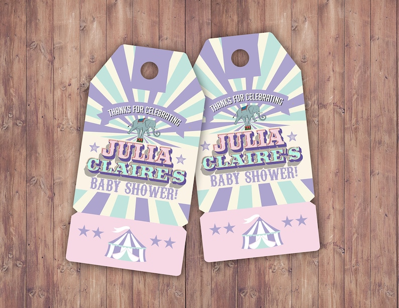 Carnival Thank You Tags for Carnival Birthday or shower. DIY Circus Party Printables Personalized Circus Favor Tags for Circus baby shower SAMPLE PHOTO 3