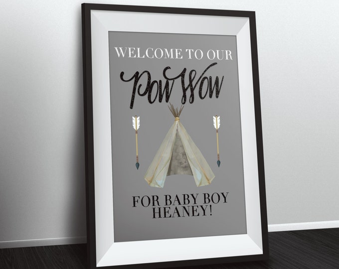 Welcome sign, TEEPEE Baby Shower, Indian Baby shower poster, baby shower,boy, girl arrow, pow wow, BOHO, Digital file only