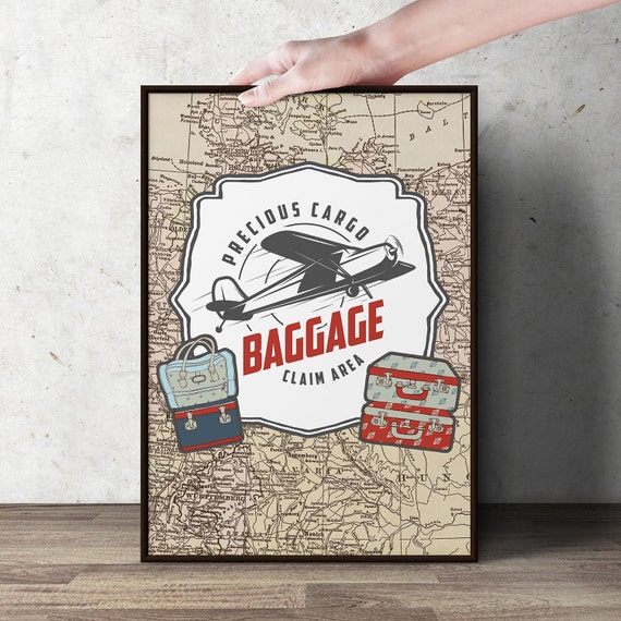 Precious Cargo, table signs, Baby Shower decor, Baby Shower, vintage airplane, luggage sign Il_570xn