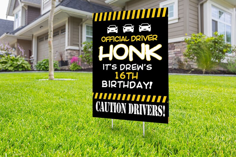 Happy birthday Yard Sign, Digital file only, Honk outdoor sign, 16th birthday, Birthday Yard Sign, Happy Birthday Sign, Yard sign image 2