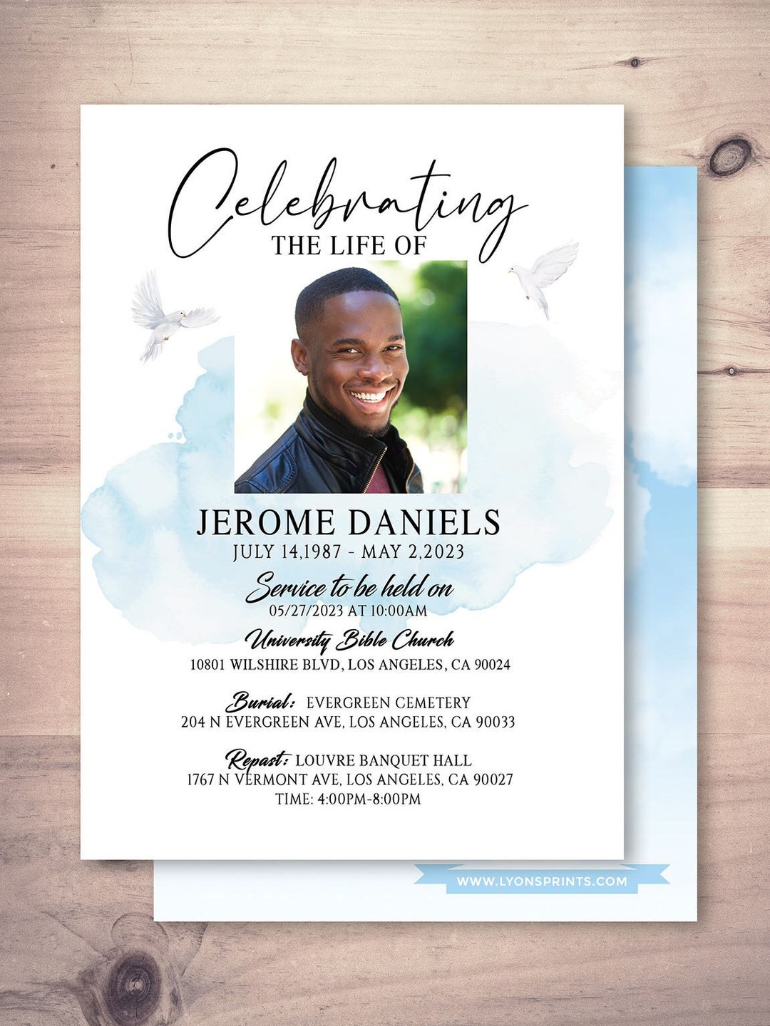 Funeral Invitation, Memorial Service, Funeral Invitation, Funeral