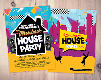 90's House Party Invitation, 80s party invite, House Party Invitation, 90's Birthday Invitation, 90's Party, Hip Hop Party, throwback party