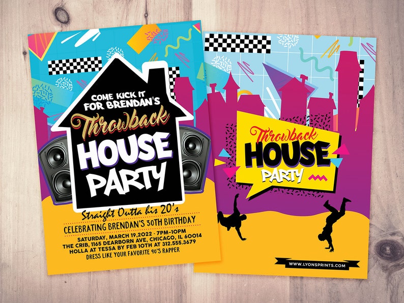 90's House Party Invitation, 80s party invite, House Party Invitation, 90's Birthday Invitation, 90's Party, Hip Hop Party, throwback party bild 2