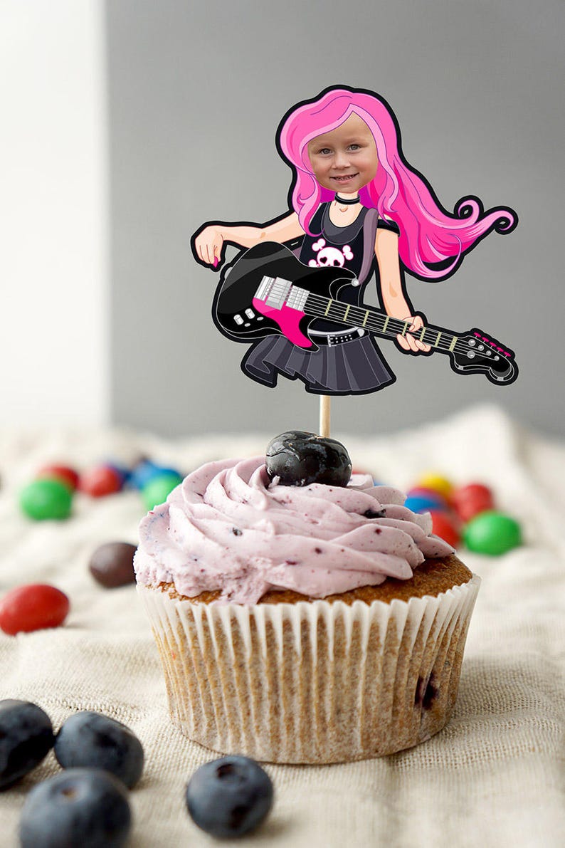 party supplies rockstar party,Pop star party decor, party decorations Cupcake toppers ROCKSTAR birthday party
