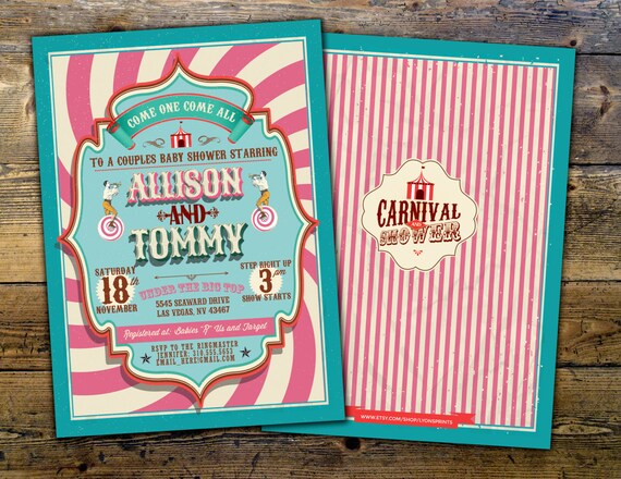 CIRCUS Baby Shower Invitation- Carnival baby shower invitation-Coed baby shower invitation- Animal baby shower invitation-couples shower Il_570xn