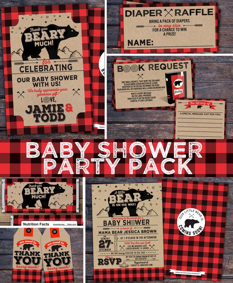 Lumberjack Baby Shower Invitation Buffalo Plaid Woodland Etsy