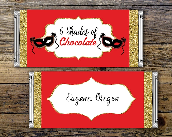 Masquerade party, candy wrapper ,Birthday Candy Bar Wrapper, baby shower,  Birthday Chocolate Bar Birthday Candy Wrappers, party favor, mask
