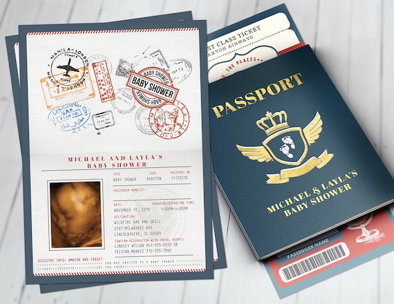 passport baby shower invitations