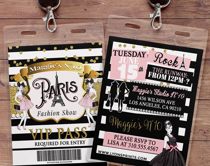 Paris fashion party, birthday invitation, Girl's birthday party- travel birthday party invitation- Paris, Eiffel tower,  Digital files only