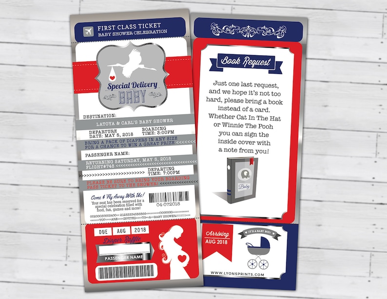 baby shower,Digital files only PASSPORT and TICKET baby shower invitation Coed baby shower invitation travel baby shower invitation
