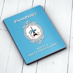 PASSPORT and TICKET, Sweet 16, Quinceanera invitation Girl birthday party, travel birthday party invitation Paris, Digital files only image 9