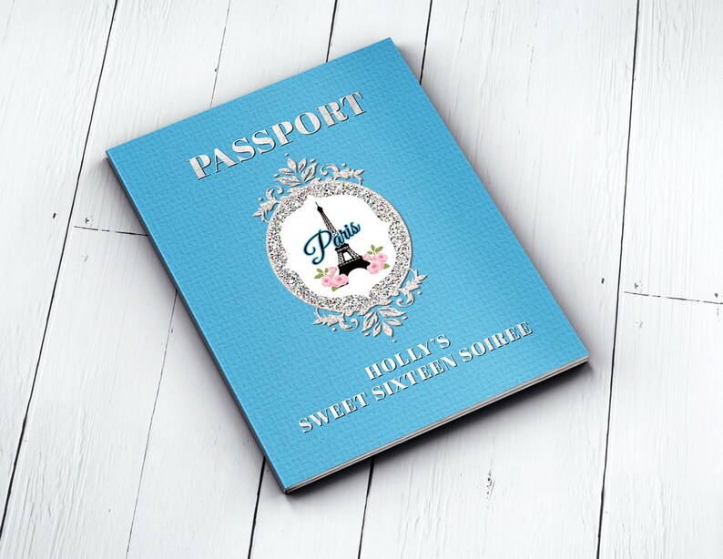 PASSPORT and TICKET, Sweet 16, Quinceanera invitation Girl birthday party, travel birthday party invitation Paris, Digital files only image 9