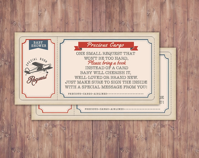 Precious Cargo book request, Baby Shower , Baby Shower, vintage airplane, baby shower game, shower game printable