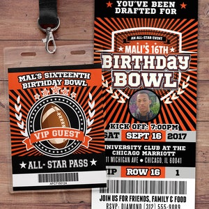 Football ticket Invitation // All Star Birthday // VIP pass, sports birthday, ticket invite, Bar Mitzvah, football image 6