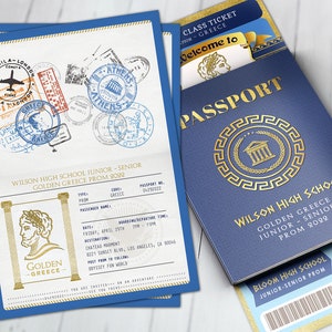 Abschlussball, Pass und Ticket Einladung, Griechenland Pass, mediterran, Heimkehr, Griechisch, Schultanz
