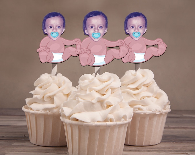 Photo Cupcake Toppers, milestone birthday, baby shower, baby shower decor, birthday party decor, photo cupcake toppers