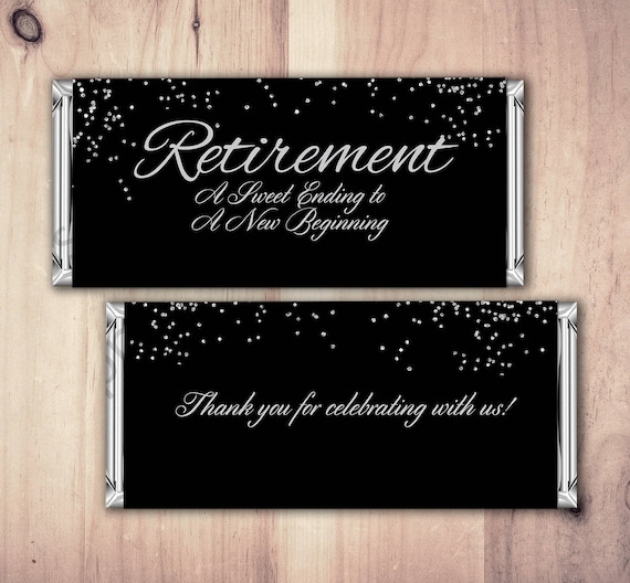 Retirement Candy Bar Wrapper, Printable Digital File,Candy Bar, gold glitter, retirement party, party favor, gift, thank you, elegant Il_570xn