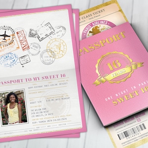 PASSPORT and TICKET birthday invitation, travel birthday party invitation, retirement party, going away party, travel, Digital files only