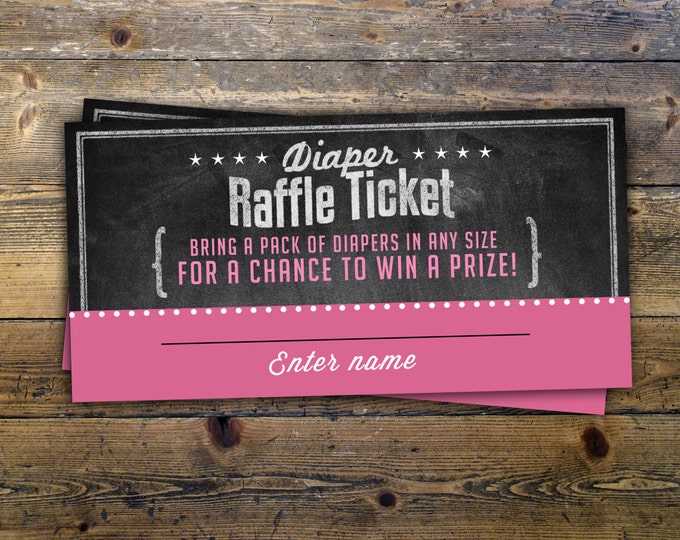 Baby Shower Diaper Raffle Ticket Inserts, Chalkboard- Printable Instant Download, boy shower, girl shower, shower game, party game