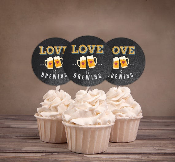 Wedding shower, Brews before I Do’s, bridal shower, wedding shower- cupcake toppers- party decor, BBQ, Brewery shower Il_570xn