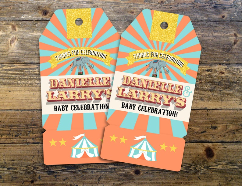 Carnival Thank You Tags for Carnival Birthday or shower. DIY Circus Party Printables Personalized Circus Favor Tags for Circus baby shower SAMPLE PHOTO 4