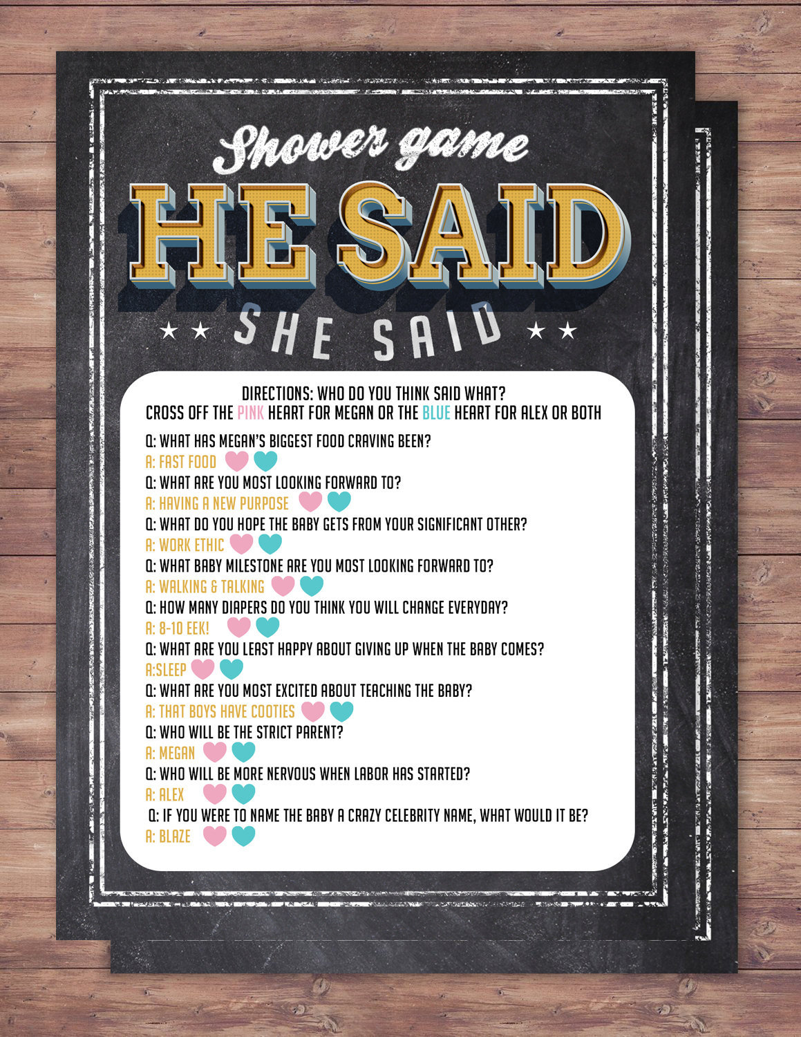 He Said She Said Baby Shower Game Baby is Brewing Coed - Etsy