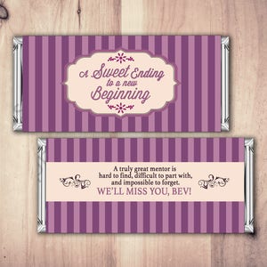 Retirement Candy Bar Wrapper, Printable Digital File,Candy Bar, purple stripes, retirement party, party favor, gift, thank you