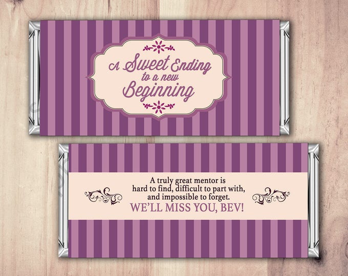Retirement Candy Bar Wrapper, Printable Digital File,Candy Bar, purple stripes, retirement party, party favor, gift, thank you