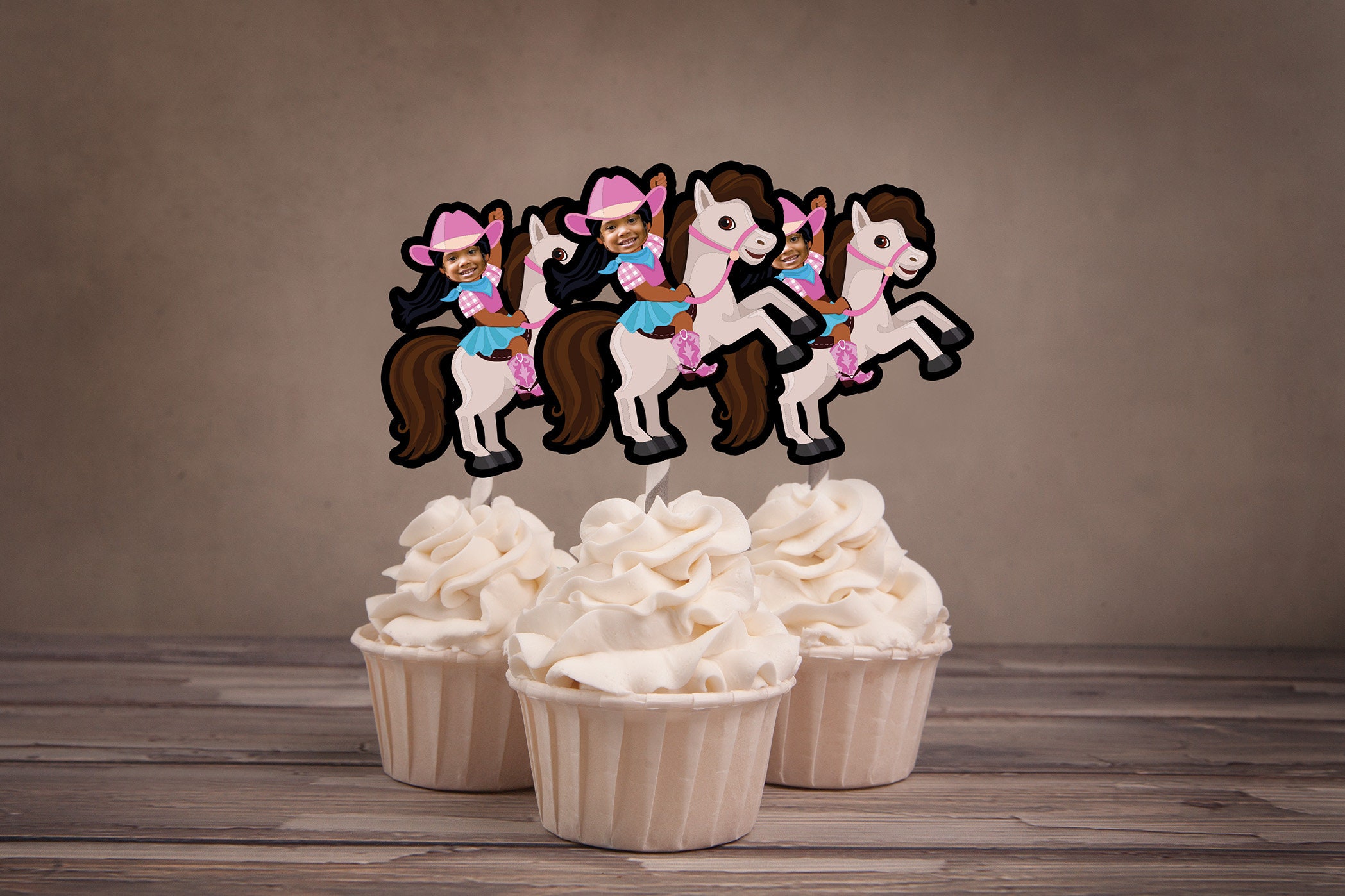 Cowboy cupcake toppers, cowgirl cupcake toppers, rodeo party, western