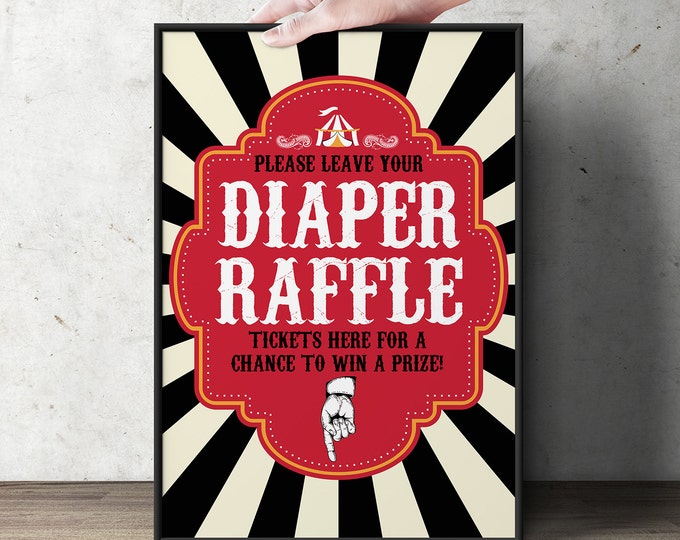 Diaper Raffle Sign "Vintage circus" (Printable File Only)  Bring Diapers for Mom Raffle, baby shower, baby shower games, baby shower sign