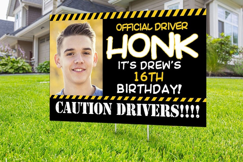 Happy birthday Yard Sign, Digital file only, Honk outdoor sign, 16th birthday, Birthday Yard Sign, Happy Birthday Sign, Yard sign image 1