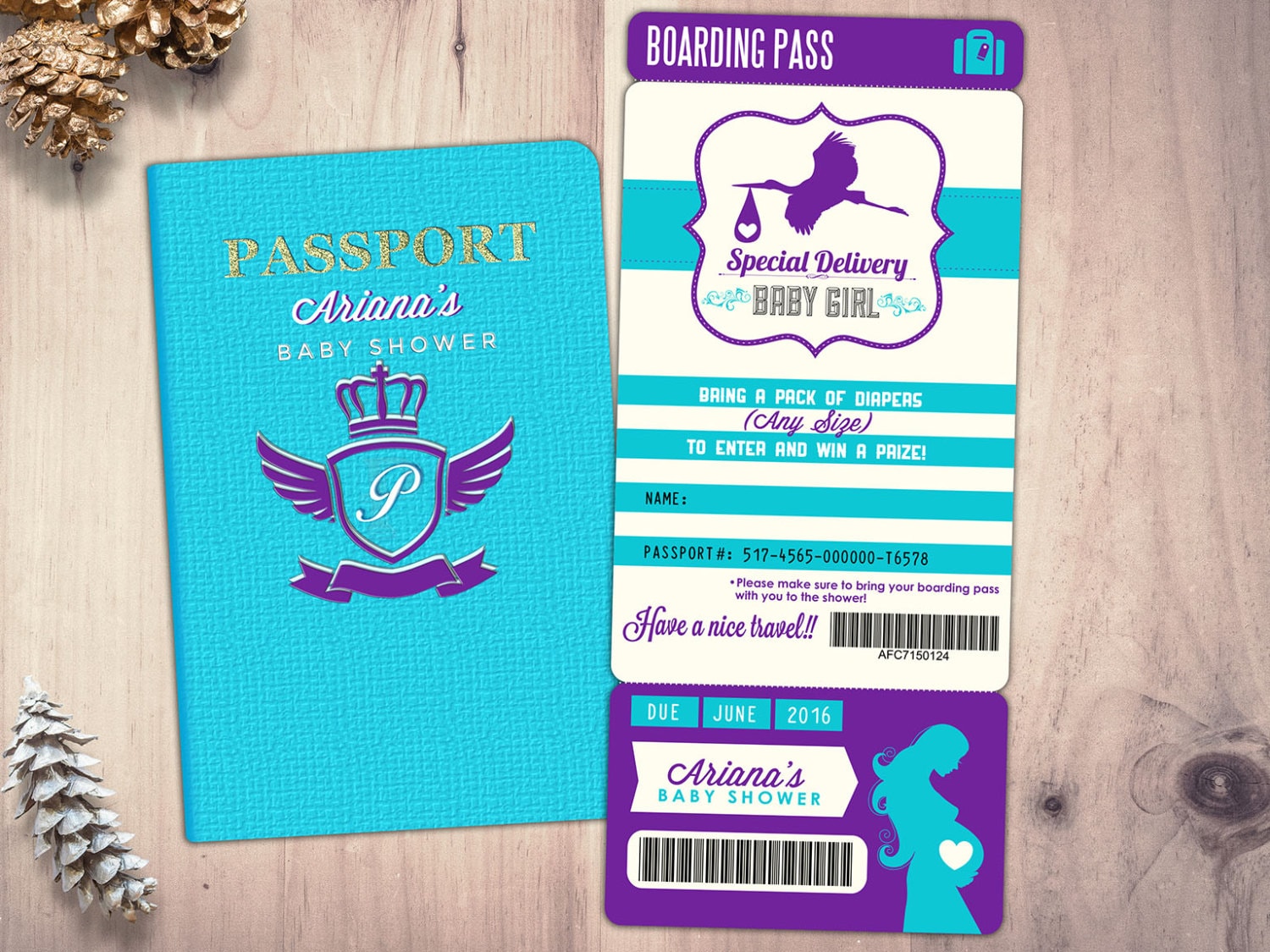 passport and ticket baby shower invitation coed baby travel baby shower invitations