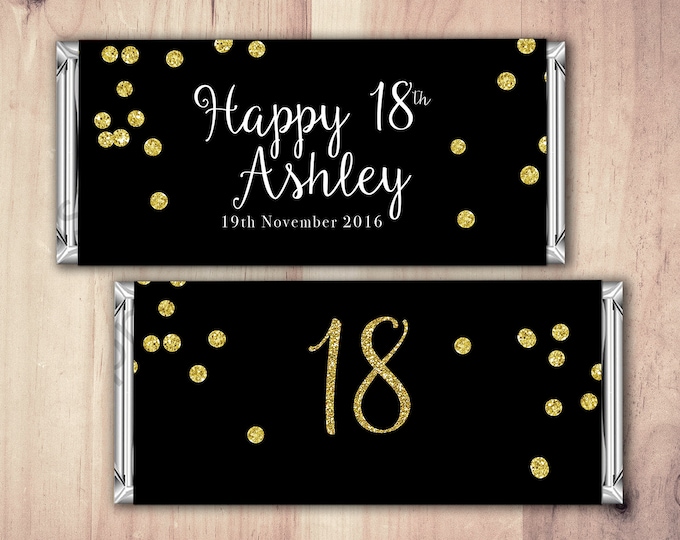 Birthday, Candy Bar Wrappers - Gold, Silver Adult Milestone Favors 30th, 40th, 50th, 60th, 70th, 80th Any Age, vintage, aged to perfection
