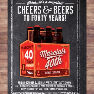 Cheers and Beers invitation, beer, 21st, 30th, 40th, 50th, 60th, 70th, Surprise Birthday Party Invitation, adult birthday, invite, cheers, image 3