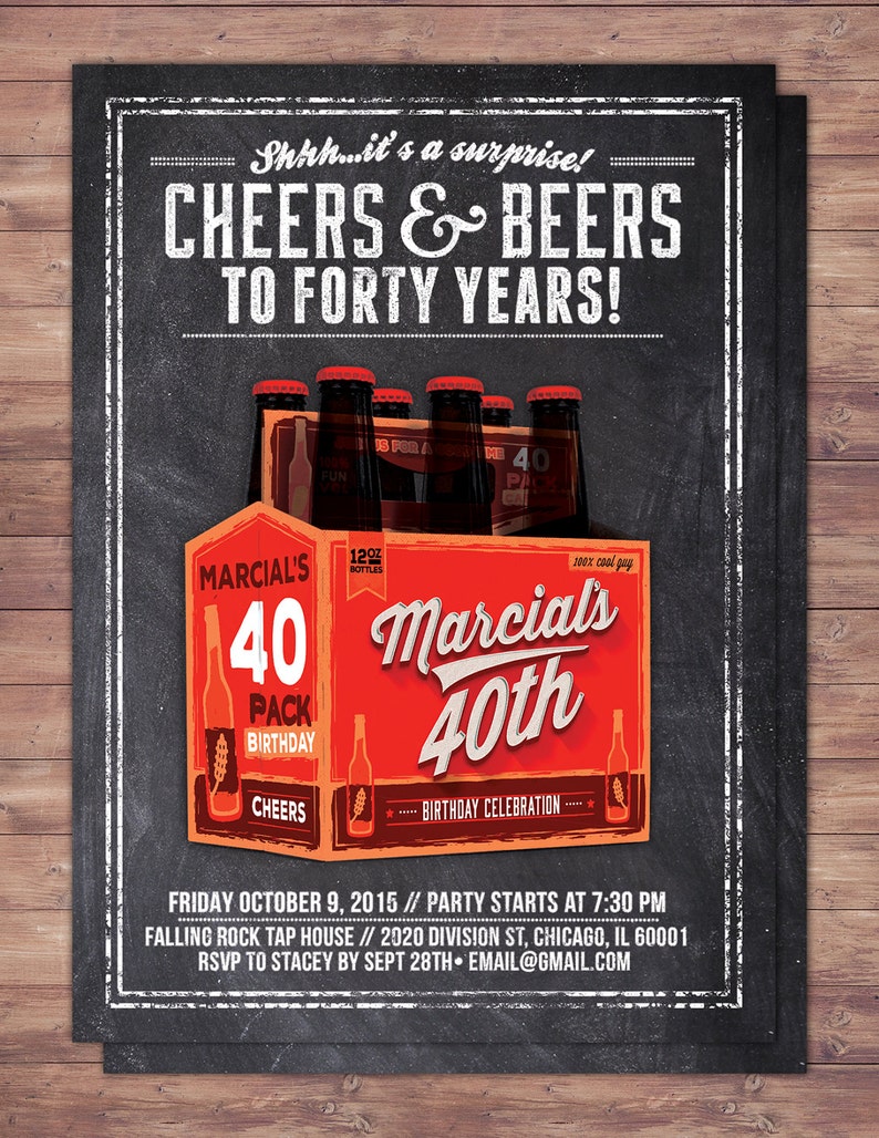 Cheers and Beers invitation, beer, 21st, 30th, 40th, 50th, 60th, 70th, Surprise Birthday Party Invitation, adult birthday, invite, cheers, image 3