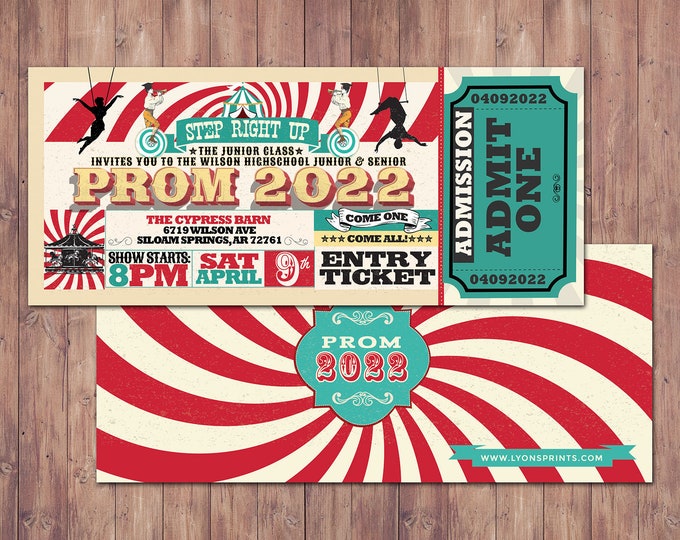 Circus  party prom Invitation- Carnival invitation-prom invitation- graduation party invitation-school dance invitation, prom invitation