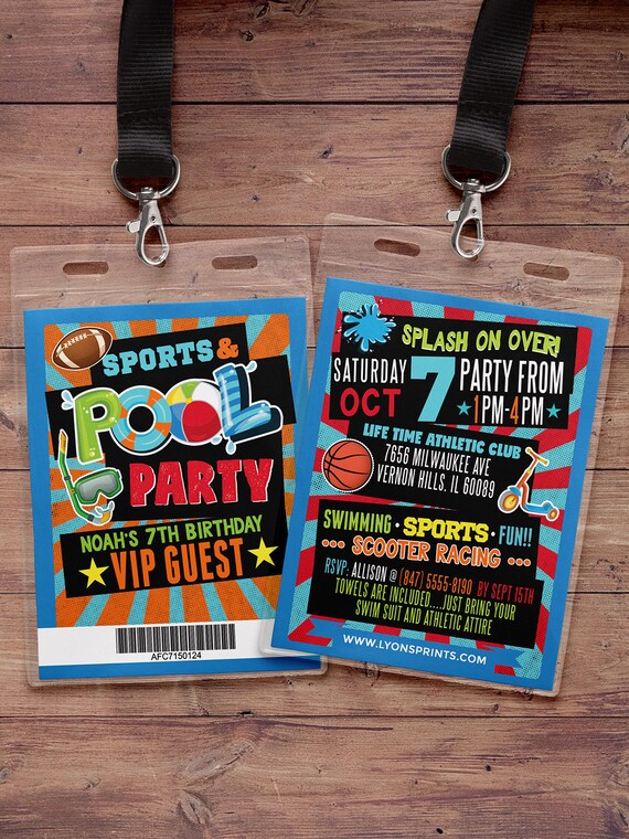 POOL PARTY INVITATION - Pool Party Invite - Sports party invitation - Summer Birthday Invite - Swimming Pool - swimming party Il_570xn