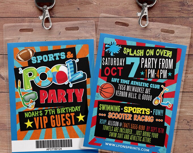 POOL PARTY INVITATION - Pool Party Invite - Sports party invitation - Summer Birthday Invite - Swimming Pool - swimming party